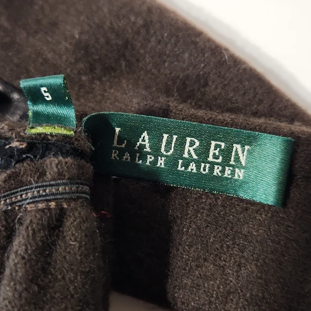 Lauren Ralph Lauren Wool & Cashmere Brown Gloves with Button Detail Size Small